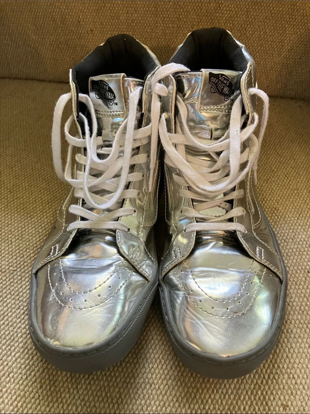 Vans Silver Metallic High-Top Sneakers - Women's